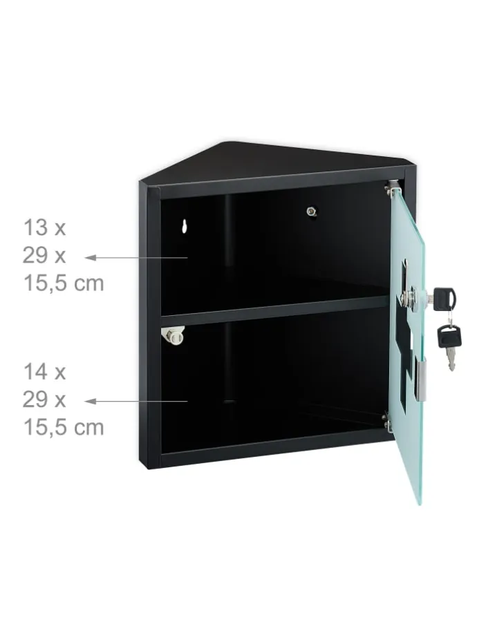Medizinschrank in Schwarz - (B)30 x (H)30 x (T)17,5 cm