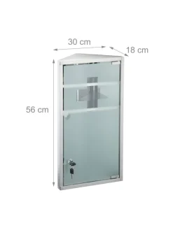 Medizinschrank in Silber - (B)30 x (H)56 x (T)18 cm