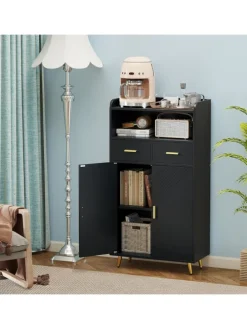 Mehrzweckschrank mit Doppeltür in Schwarz