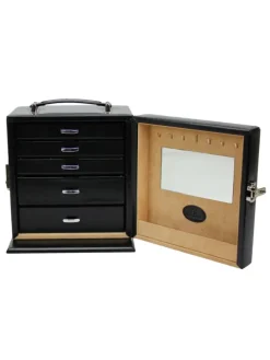 Merino Schmuckkasten Leder 25.2 cm in schwarz