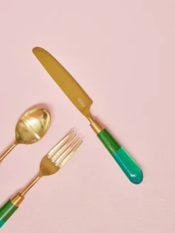 Messer in Gold/ Grün - (L)23,5 cm