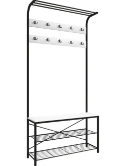 Metall Garderobe Kleiderständer Schuhregal Taliro in Weiß