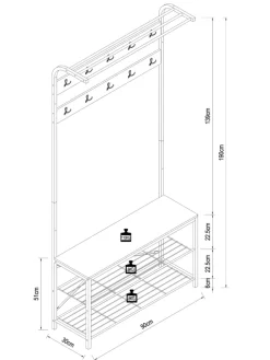Metall Garderobe Kleiderständer Schuhregal Taliro in Weiß