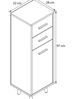 Midischrank Badmöbel Landos in Weiß / Anthrazit
