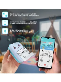 Mini Bluetooth Taschendrucker Kompatibel mit iOS Android Etikettendrucker Rosa