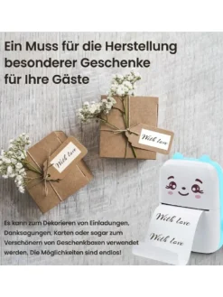 Mini Bluetooth Taschendrucker Kompatibel mit iOS Android Etikettendrucker Blau