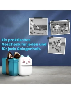 Mini Bluetooth Taschendrucker Kompatibel mit iOS Android Etikettendrucker Blau