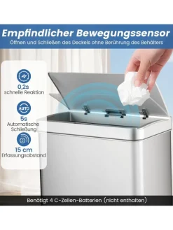 Mülleimer 3 Fächer in Silber