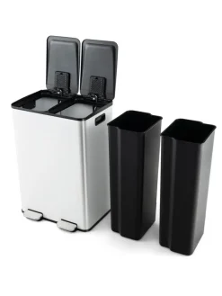 Mülleimer 2 x 30L in Weiß