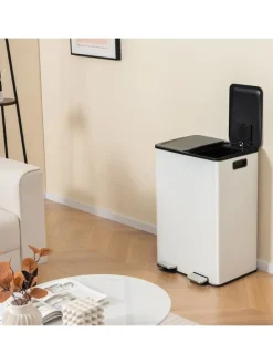 Mülleimer 2 x 30L in Weiß