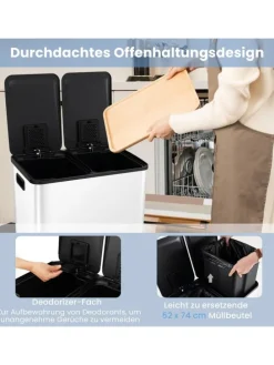 Mülleimer 2 x 30L in Weiß