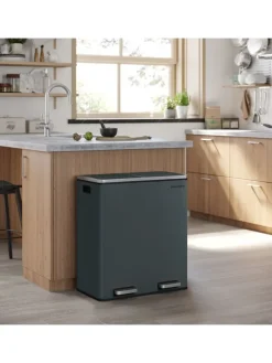 Mülleimer in Schwarz - (B)59 x (H)62,4 x (T)36,5 cm