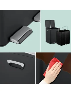 Mülleimer in Schwarz/ Silber - 2x 15 Liter