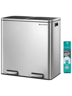 Mülleimer in Silber - (B)59 x (H)62,4 x (T)36,5 cm