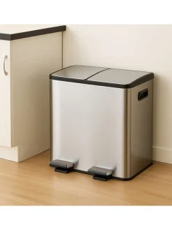 Mülleimer in Silber/ Schwarz - 2x 15 Liter