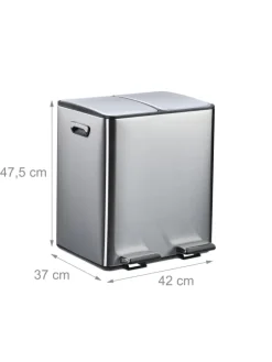 Mülleimer in Silber/ Schwarz - 2x 15 Liter