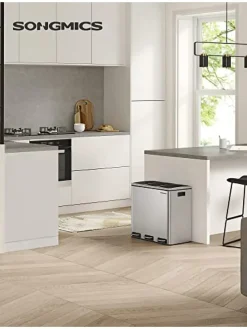 Mülleimer in Silber/ Schwarz - (B)61 x (H)55,5 x (T)31,5 cm