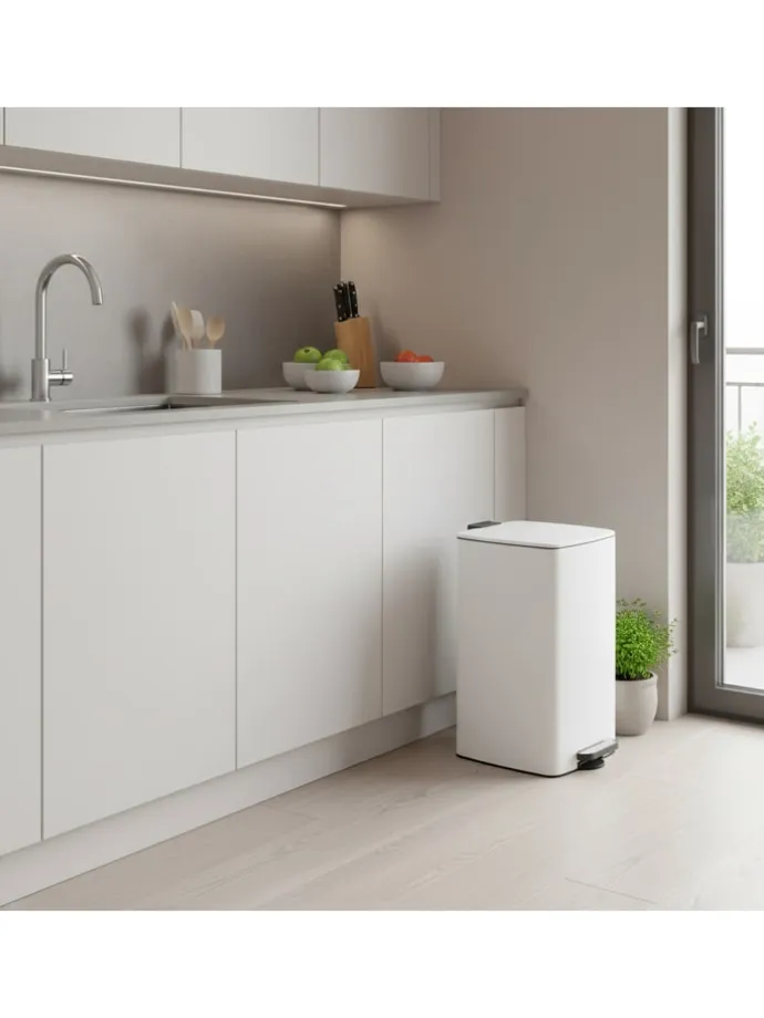Mülleimer in Weiß - 30 Liter