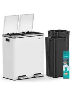 Mülleimer in Weiß - (B)59 x (H)62,4 x (T)36,5 cm