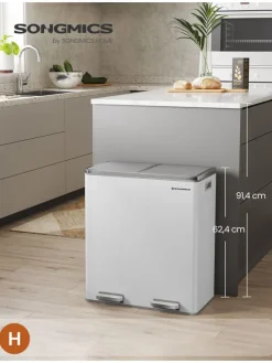 Mülleimer in Weiß - (B)59 x (H)62,4 x (T)36,5 cm