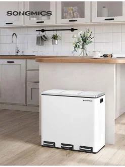 Mülleimer in Weiß/ Silber- (B)61 x (H)55,5 x (T)31,5 cm