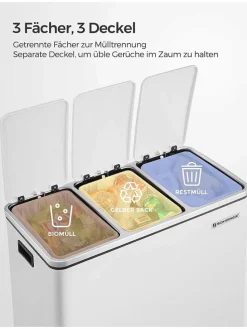 Mülleimer in Weiß/ Silber- (B)61 x (H)55,5 x (T)31,5 cm