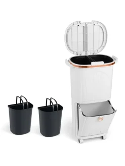 Mülleimer Küche 3 Fächer 2 x 12L & 14L in Weiß