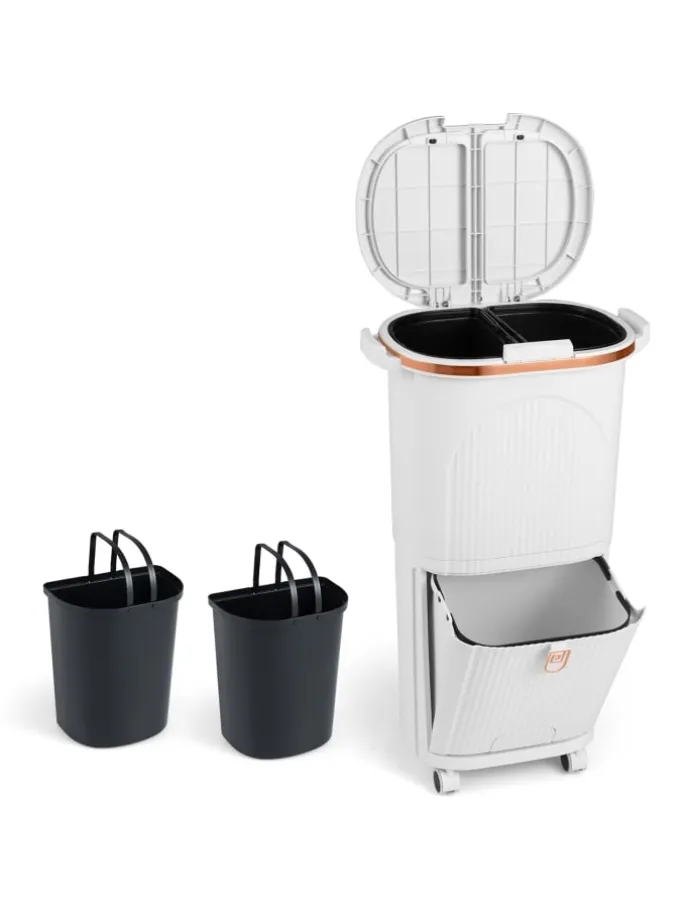 Mülleimer Küche 3 Fächer 2 x 12L & 14L in Weiß