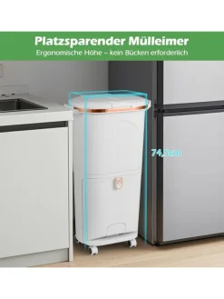 Mülleimer Küche 3 Fächer 2 x 12L & 14L in Weiß