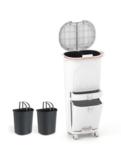 Mülleimer Küche 3 Fächer 2 x 12L & 14L in Weiß