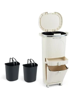 Mülleimer Küche 3 Fächer 2 x 12L & 14L in Beige