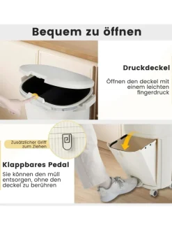 Mülleimer Küche 3 Fächer 2 x 12L & 14L in Beige