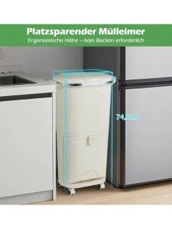 Mülleimer Küche 3 Fächer 2 x 12L & 14L in Beige