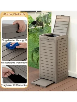 Mülleimer mit Deckel 141 L in Braun