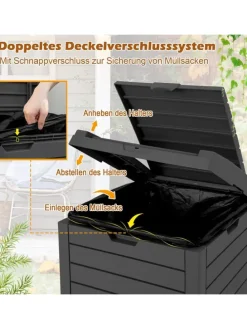 Mülleimer mit Deckel 141 L in Schwarz