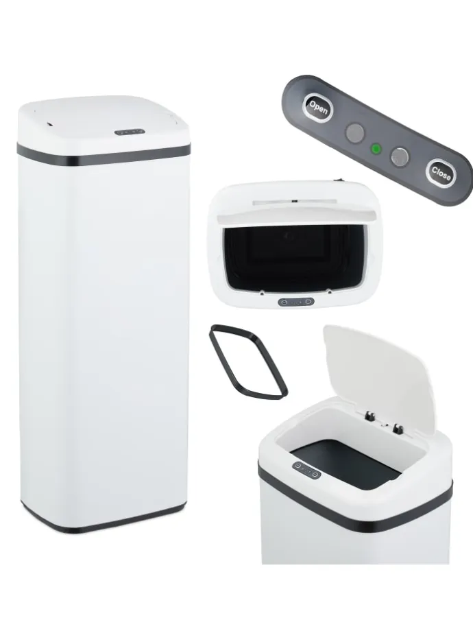 Mülleimer mit Sensor in Weiß - 50 Liter