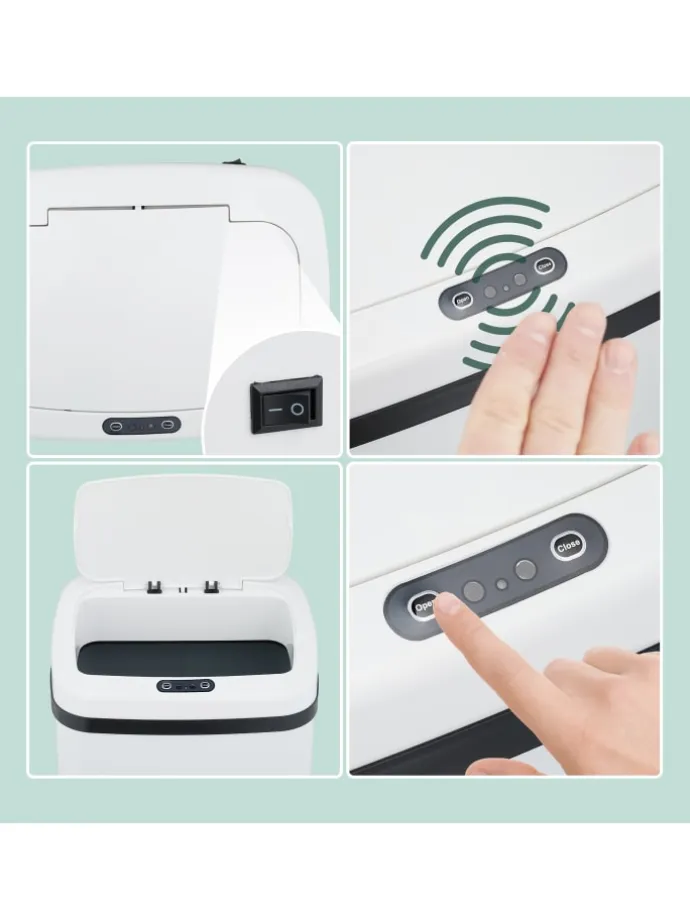 Mülleimer mit Sensor in Weiß - 50 Liter