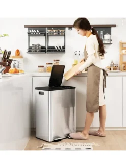 Mülleimer 2x30L in Silber