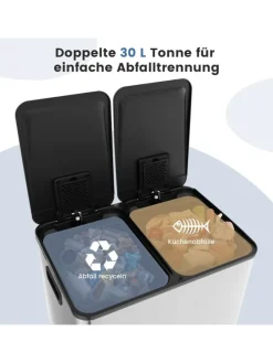 Mülleimer 2x30L in Silber