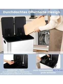 Mülleimer 2x30L in Silber