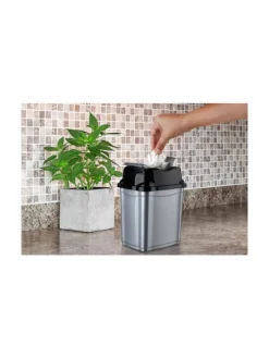 Moderner Abfalleimer / Mülleimer mit praktischem Push-Deckel in Grau