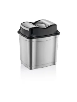 Moderner Abfalleimer / Mülleimer mit praktischem Push-Deckel in Grau