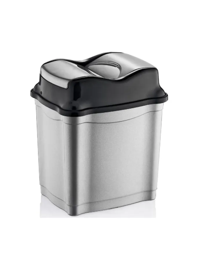 Moderner Abfalleimer / Mülleimer mit praktischem Push-Deckel in Grau