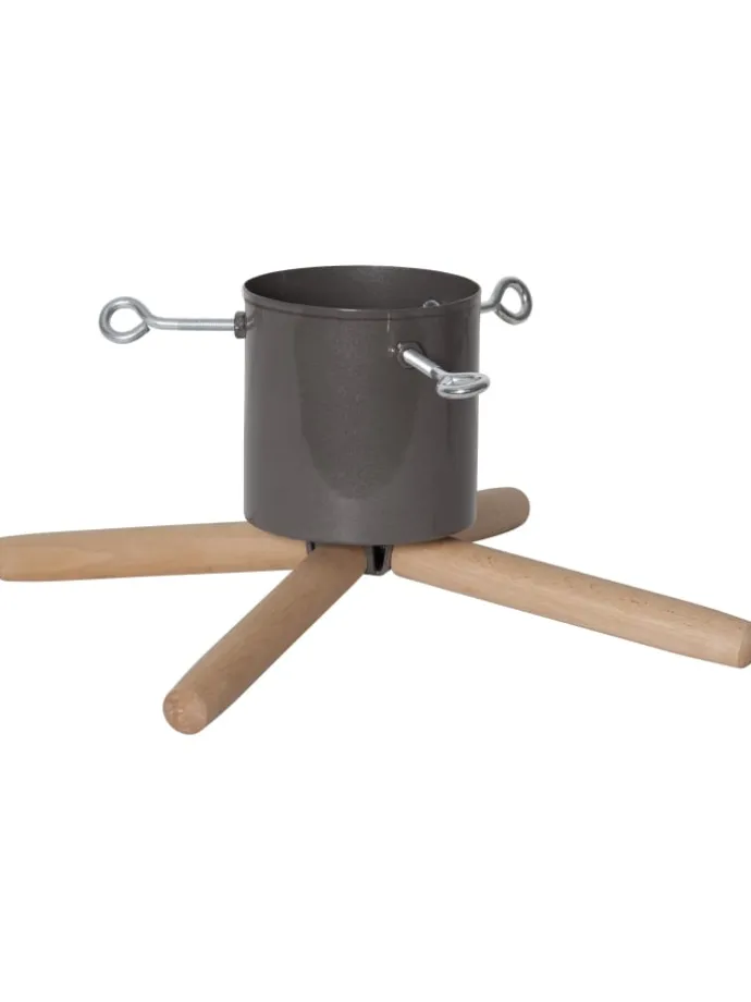 Moderner Weihnachtsbaumständer ,Granig' aus Metall und Holz, grau-natu