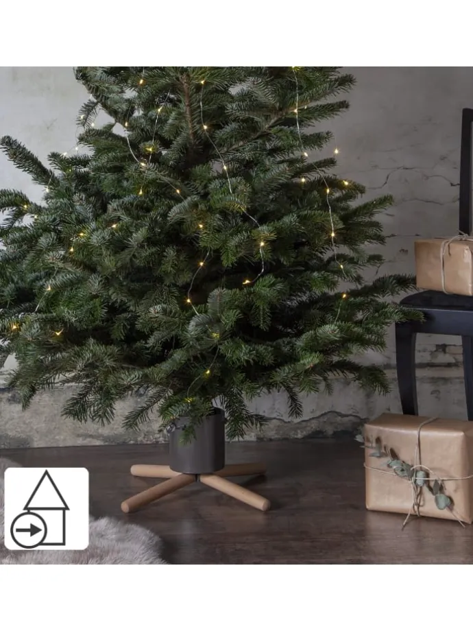 Moderner Weihnachtsbaumständer ,Granig' aus Metall und Holz, grau-natu