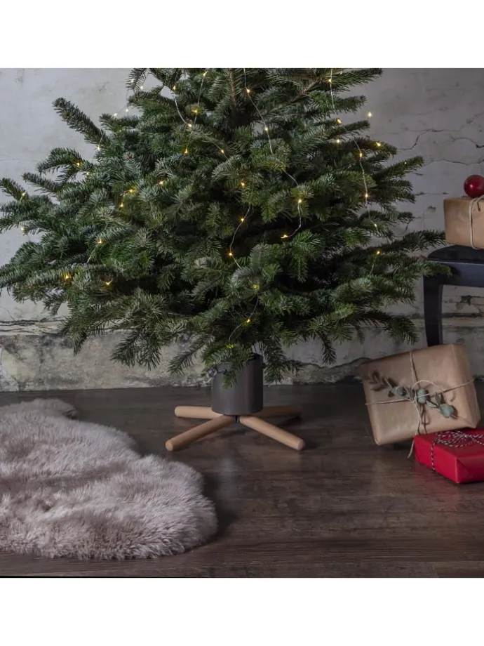 Moderner Weihnachtsbaumständer ,Granig' aus Metall und Holz, grau-natu