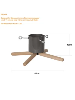 Moderner Weihnachtsbaumständer ,Granig' aus Metall und Holz, grau-natu