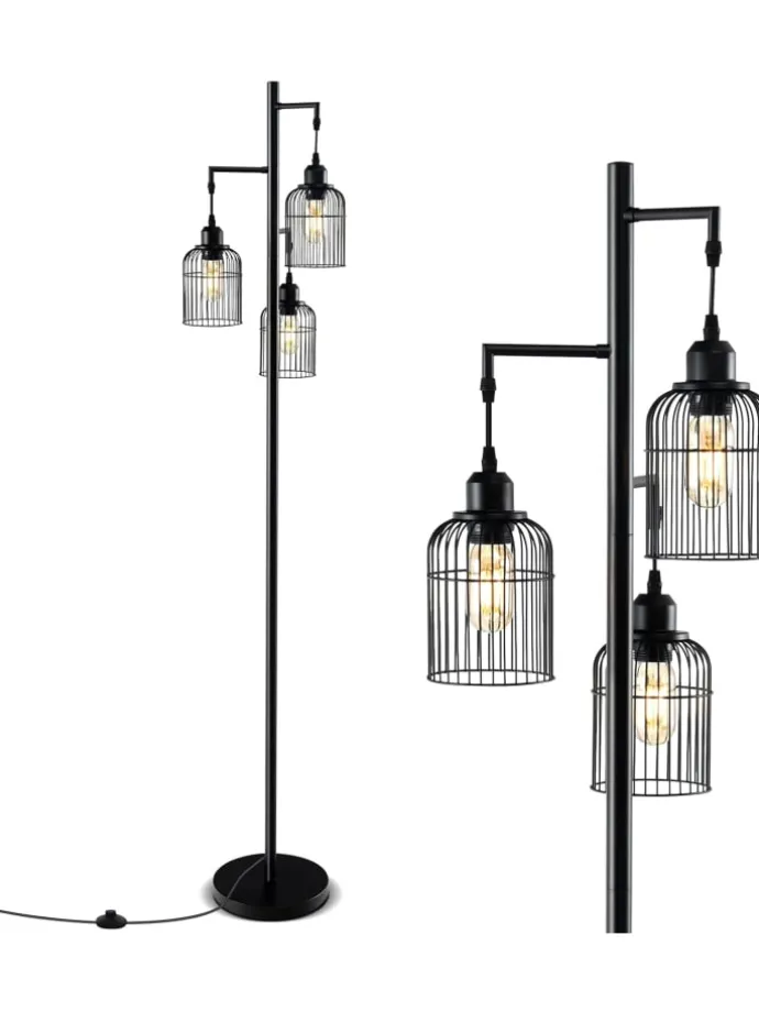 Moderne Stehlampe 169cm in Schwarz