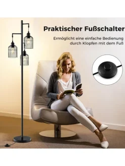 Moderne Stehlampe 169cm in Schwarz