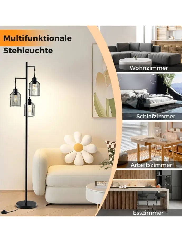 Moderne Stehlampe 169cm in Schwarz